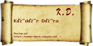 Kádár Dóra névjegykártya
