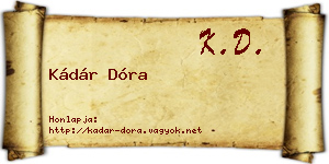Kádár Dóra névjegykártya
